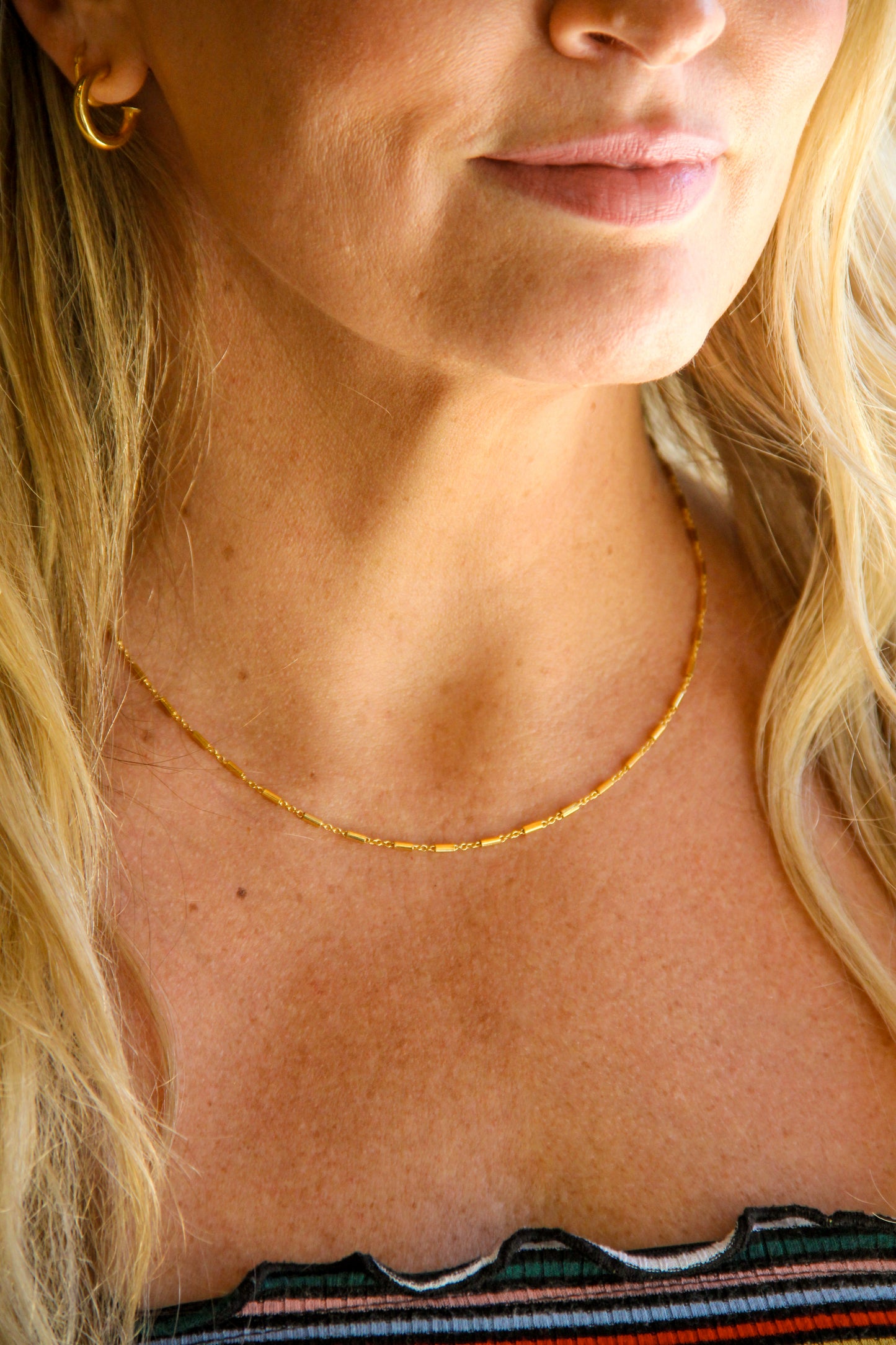 gold dainty tube link chain necklace sierra winter