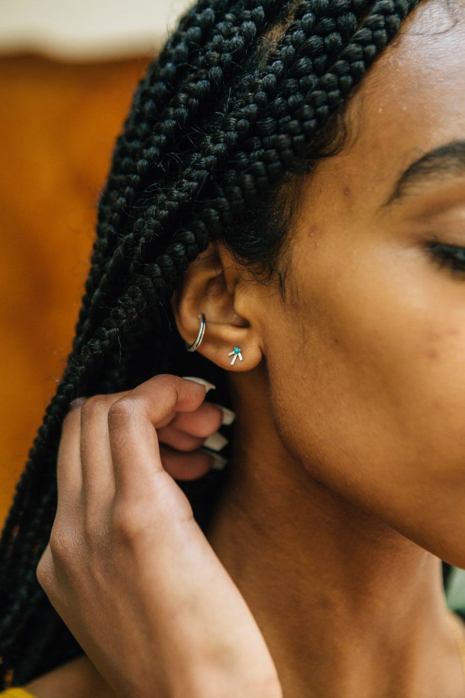 sierra winter silver turquoise stud prairie star earrings