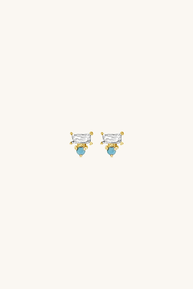 
                      
                        white topaz, gold and turquoise dainty isla stud earrings sierra winter
                      
                    