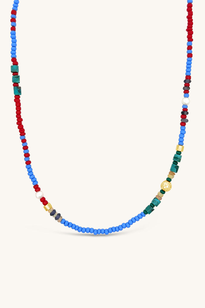 multicolor beaded gemstone necklace sierra winter handmade