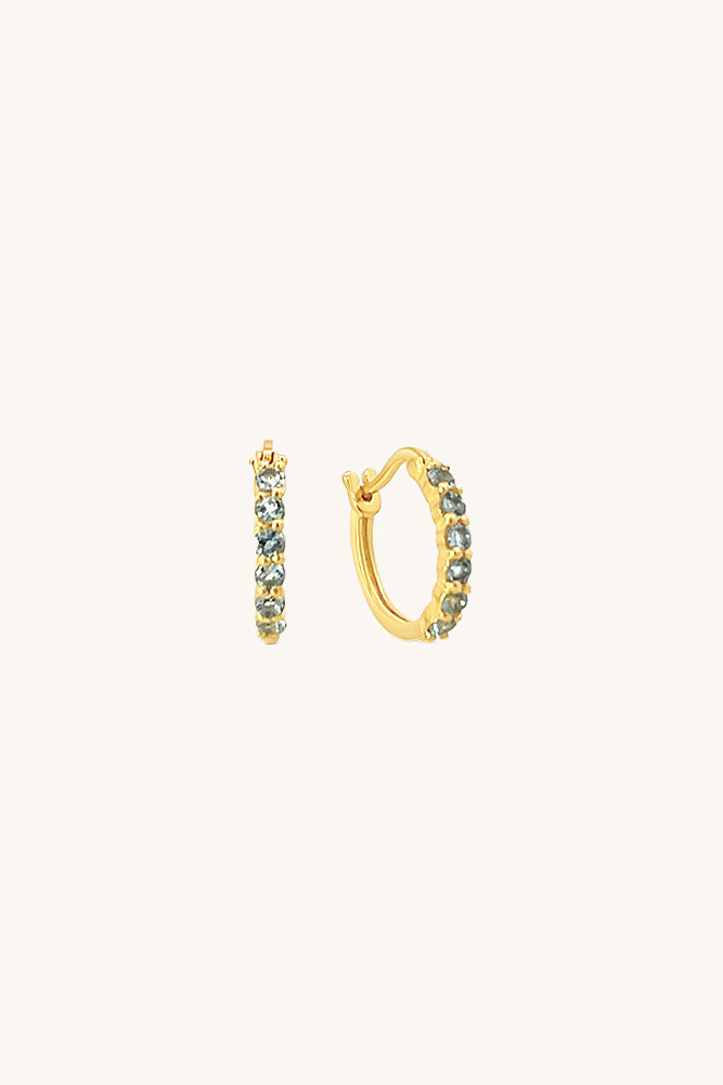 aquamarine gold huggie hoop earrings march birthstone sierra winter