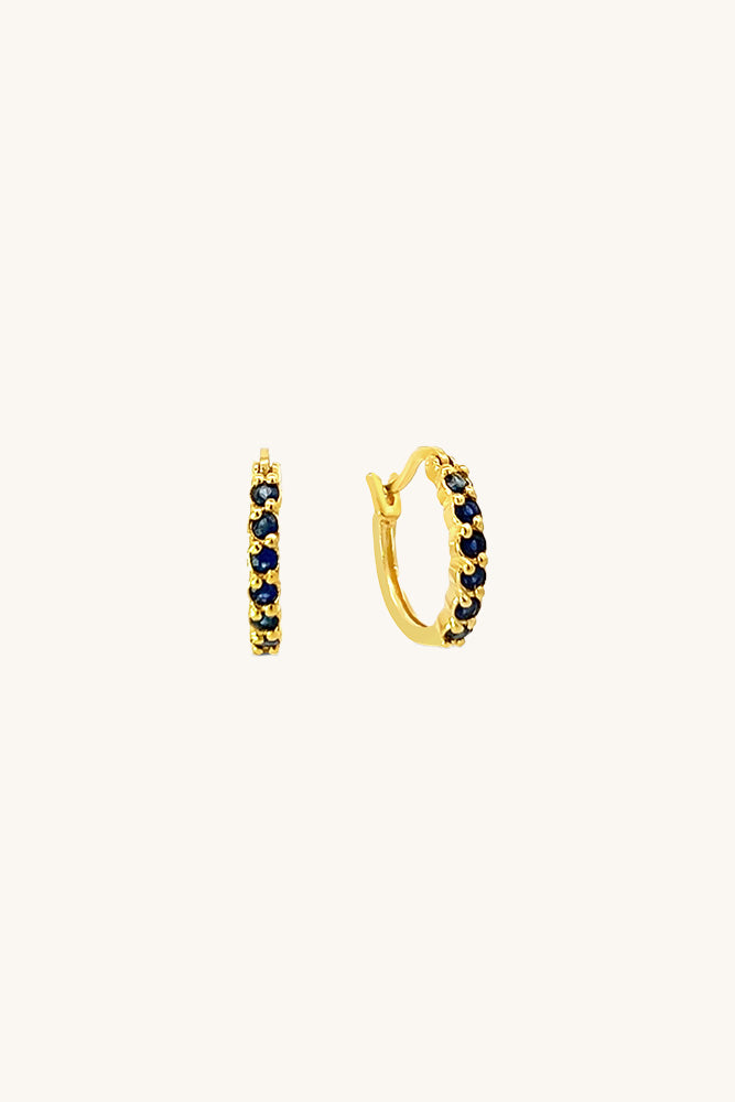 blue sapphire gold huggie hoop earrings september birthstone sierra winter