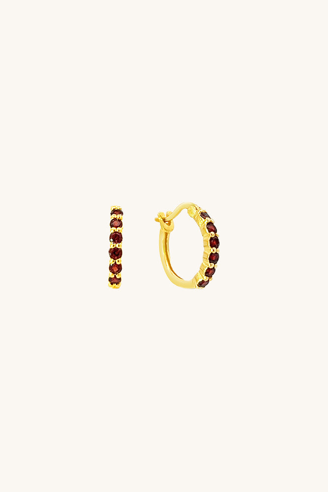 garnet huggie hoop earrings january birthstone sierra winter