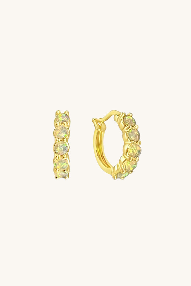 opal and gold vermeil karma huggie hoops