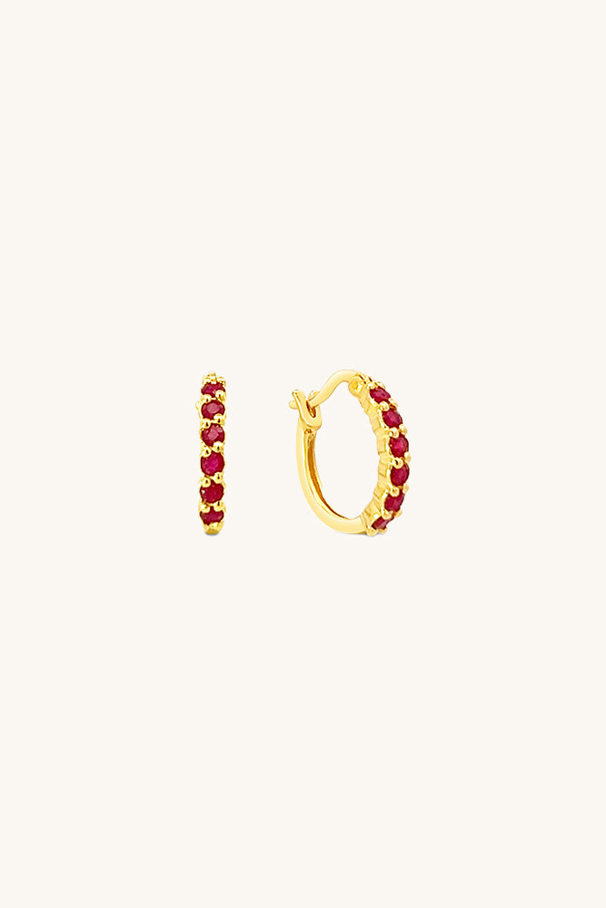 ruby and hold huggie hoop earrings july birthstone sierra winter