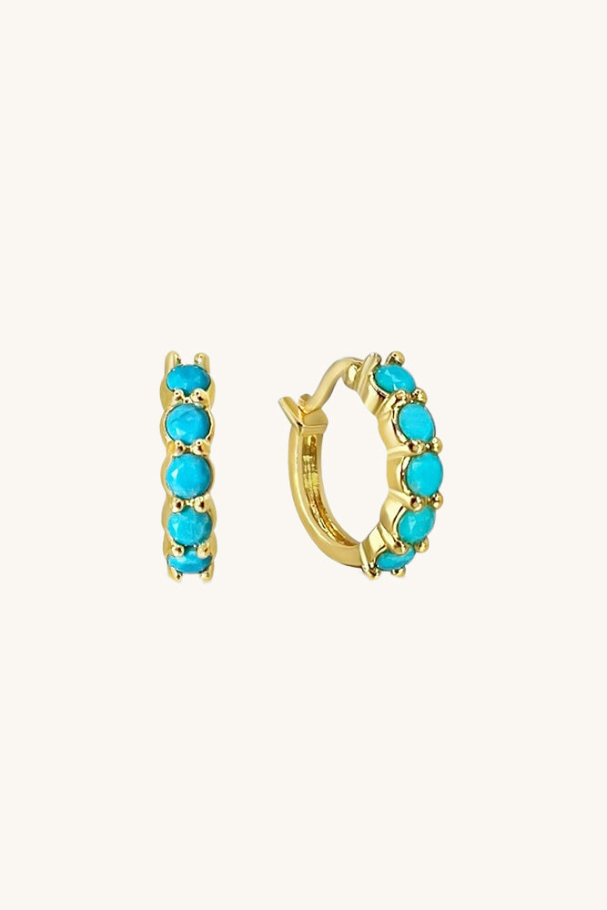 turquoise and gold vermeil karma huggie hoops