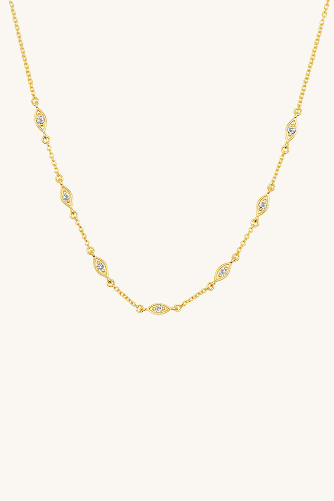 
                      
                        gold vermeil and white topaz dainty Kismet Necklace
                      
                    