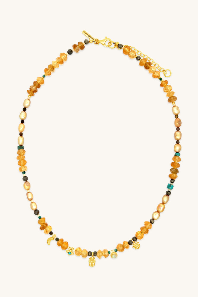 citrine and gold vermeil november birthstone handmade beaded necklace