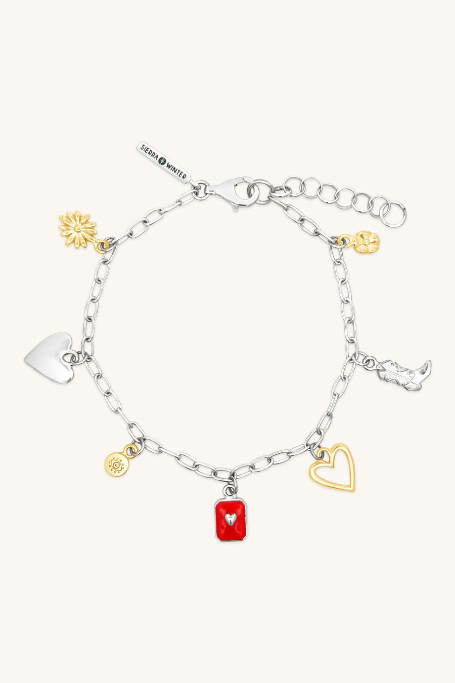 ladies night mixed metal gold and silver fun charm bracelet sierra winter