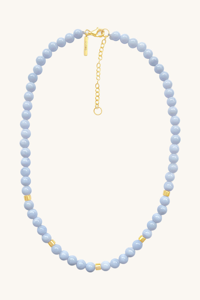 blue lace agate and gold vermeil larkspur beaded necklace