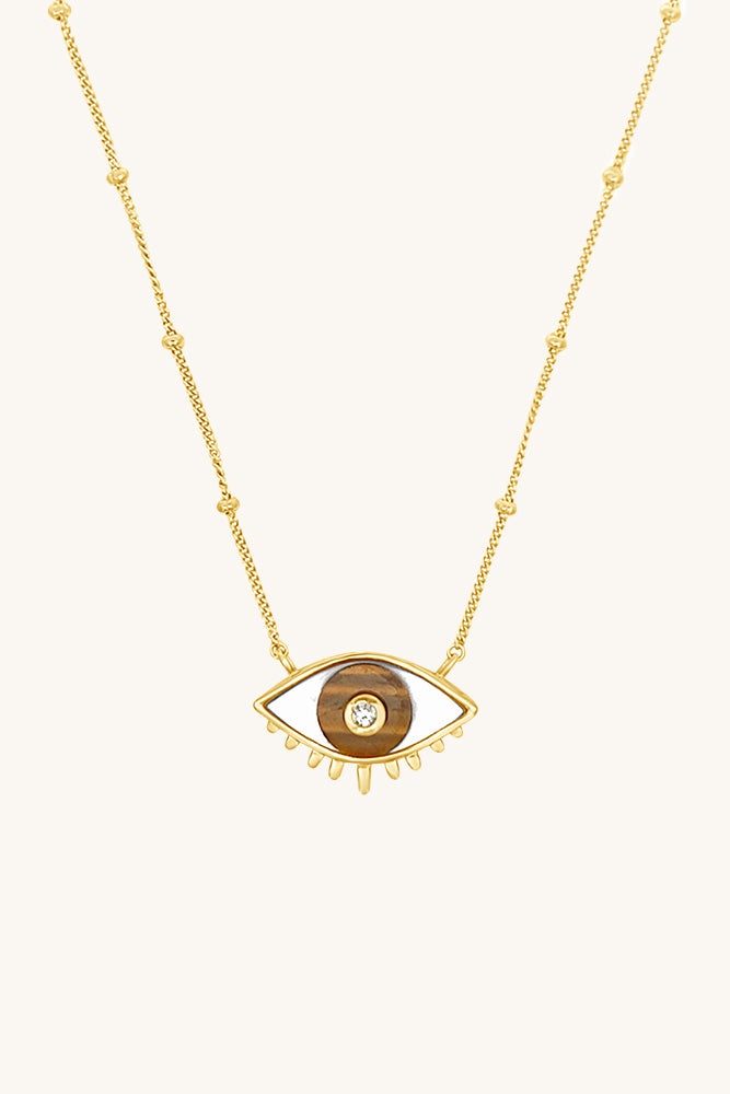 gold vermeil and tiger's eye lover's eye necklace sierra winter