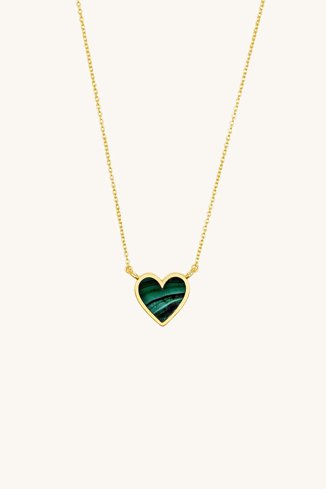 gold vermeil and malachite heart pendant Lovestruck Necklace