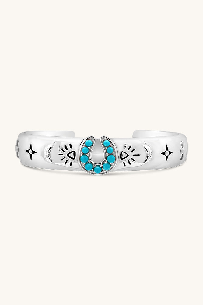 
                      
                        sterling silver and turquoise horseshoe lucky stars western 
thick cuff bracelet
                      
                    