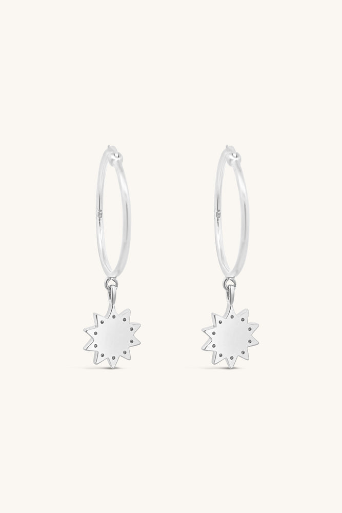 sterling silver luster hoops with star dangle charm sierra winter