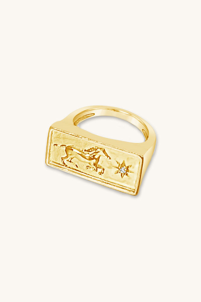 gold vermeil and white topaz statement ring Mustang Ring