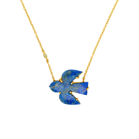Sierra Winter lapis and gold vermeil free spirit bird pendant necklace