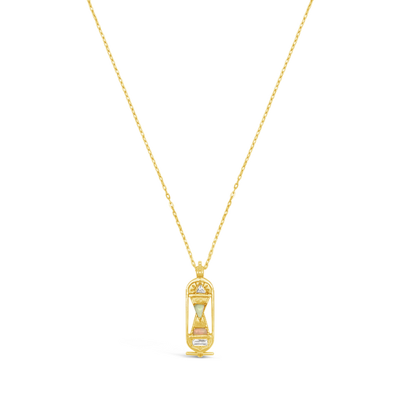 sierra winter cartouche hourglass gold opal sands of time necklace