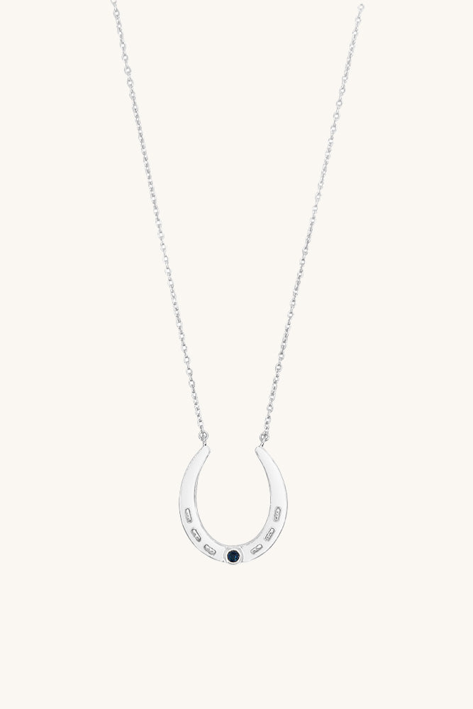 
                      
                        sterling silver and blue sapphire oakley horseshoe pendant necklace
                      
                    