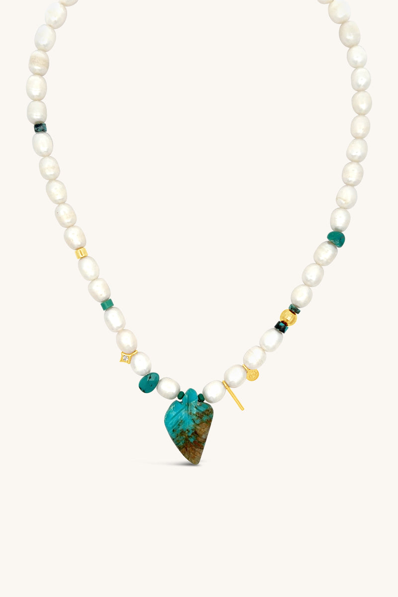 beaded handmade pearl and turquoise ojai necklace sierra winter