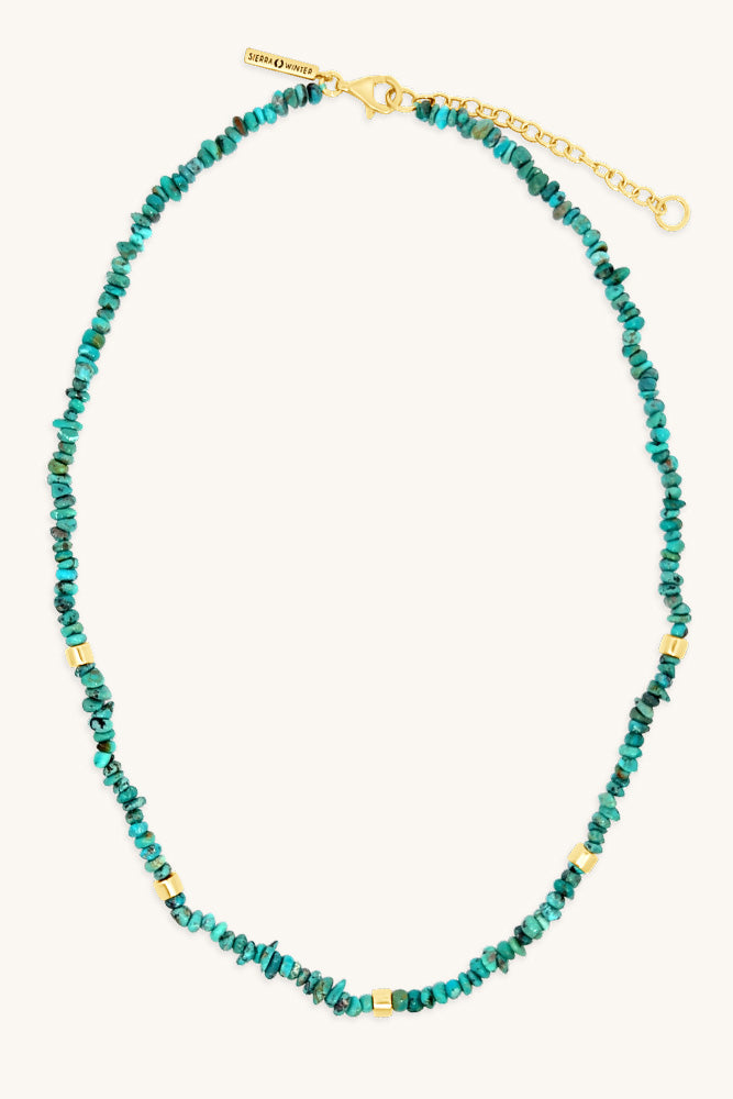 turquoise and gold paloma beaded necklace