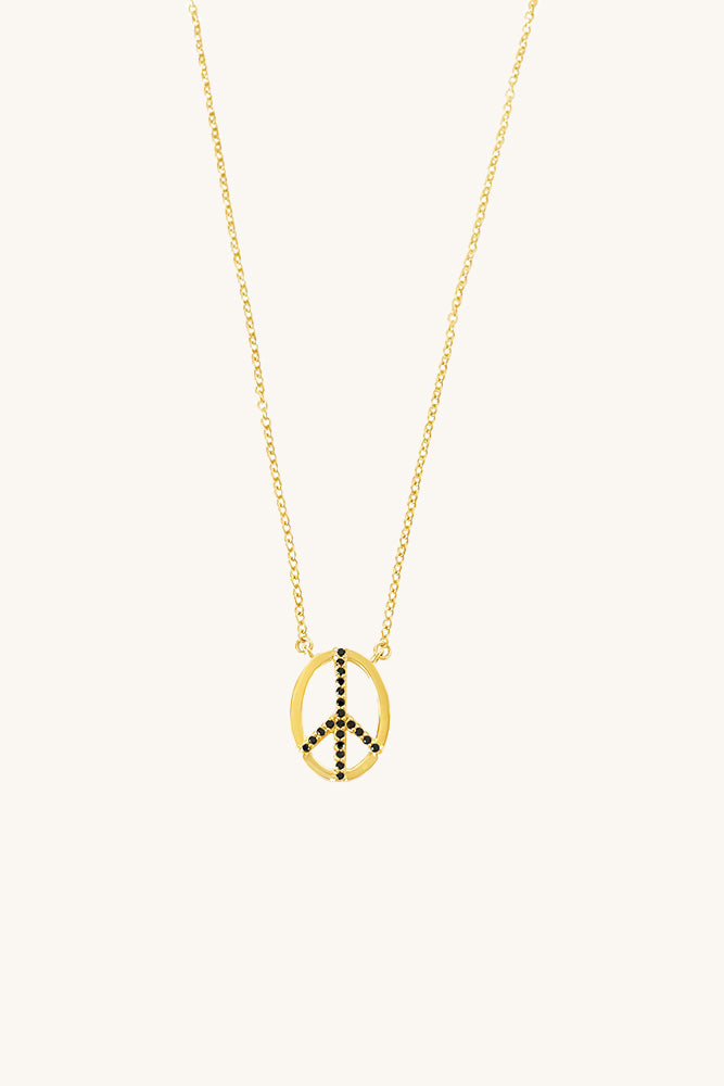 sierra winter black spinel peace sign necklace