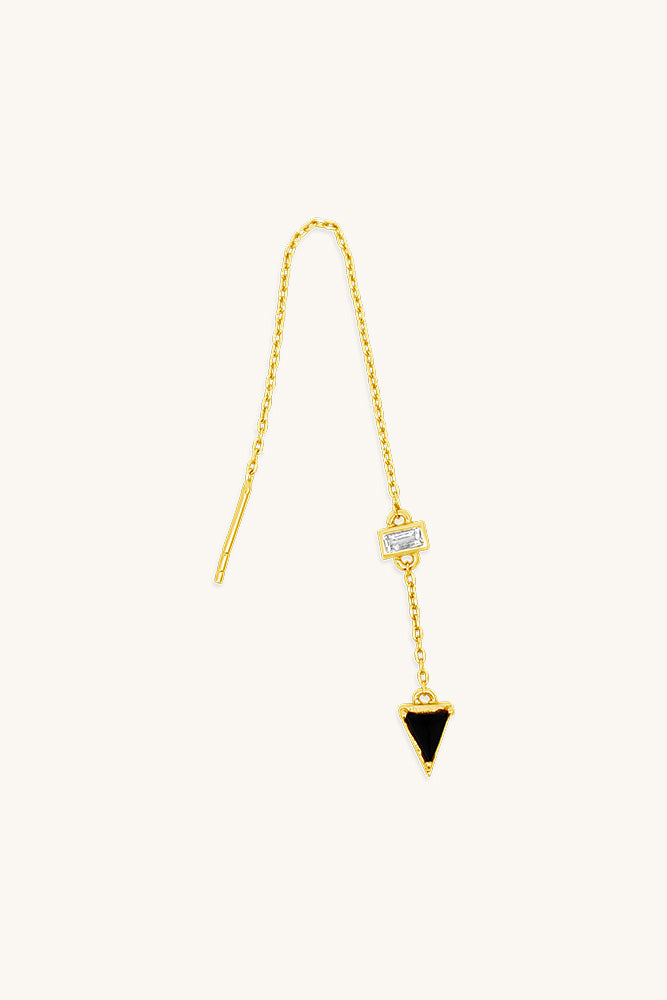 sierra winter gold and black pendulum threader chain earring