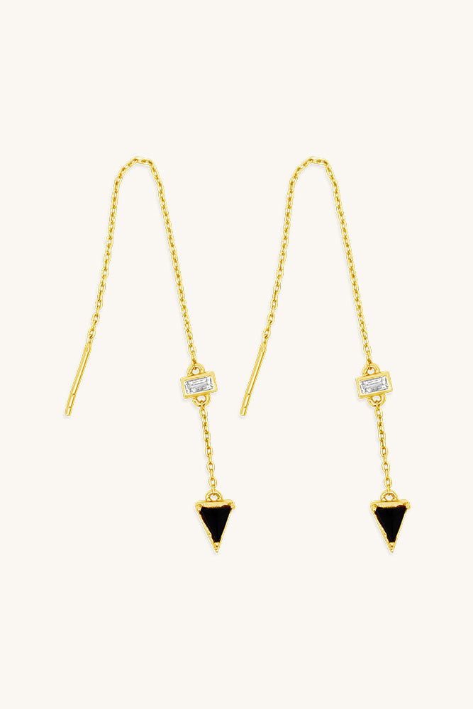 sierra winter gold and black pendulum threader earrings