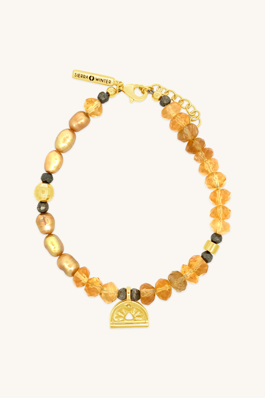 citrine and gold vermeil november birthstone handmade beaded bracelet