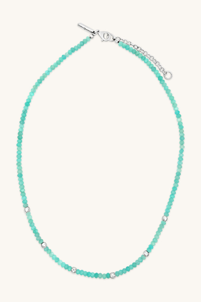 handmade teal beaded necklace with silver accents sierra winter