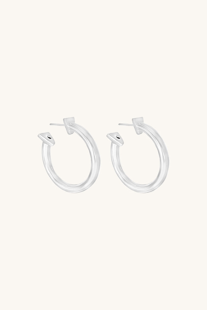 large sterling silver hollow hoops sierra winter Roundup Hoops