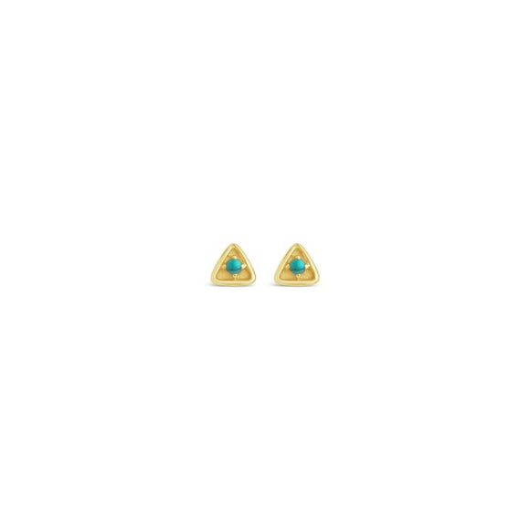 sierra winter dainty gold and turquoise triangle stargazer earrings