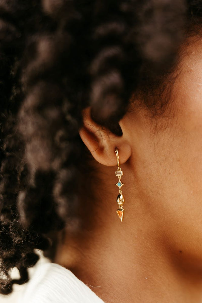 
                      
                        gold vermeil, carnelian, turquoise get down drop hoop earrings sierra winter
                      
                    