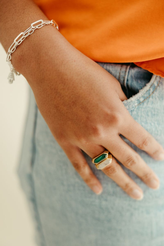 gold vermeil and malachite statement tucson ring sierra winter