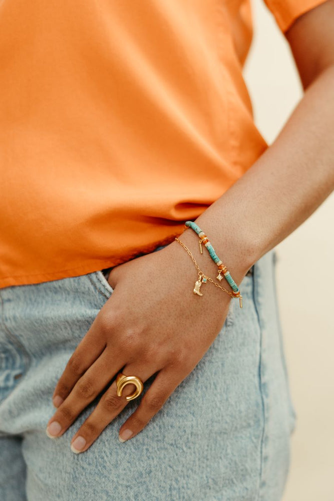 turquoise, carnelian, gold, and opal cantina beaded bracelet sierra winter