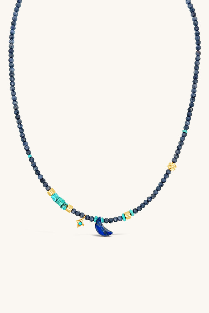 beaded blue sapphire lapis turquoise birthstone gold handmade necklace sierra winter