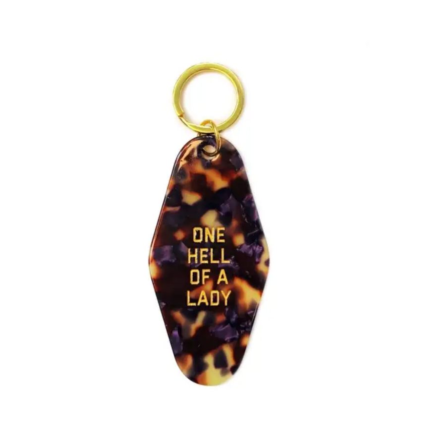 one hell of a lady motel keychain