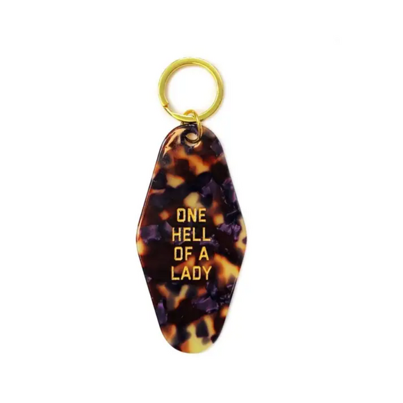 one hell of a lady motel keychain