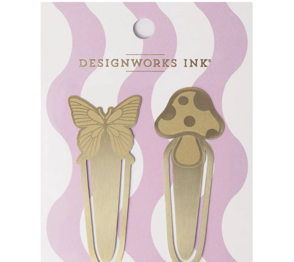 Brass Page Tabs - Mushroom & Butterfly