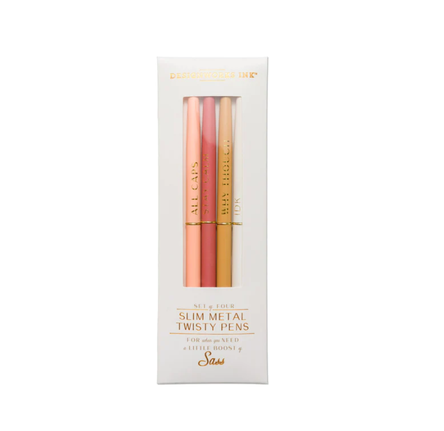 Slim Metal Twisty Pens - Sass Set