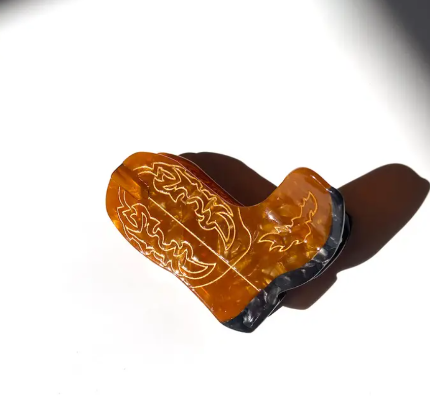 Brown Cowboy Boot Hair Claw Clip