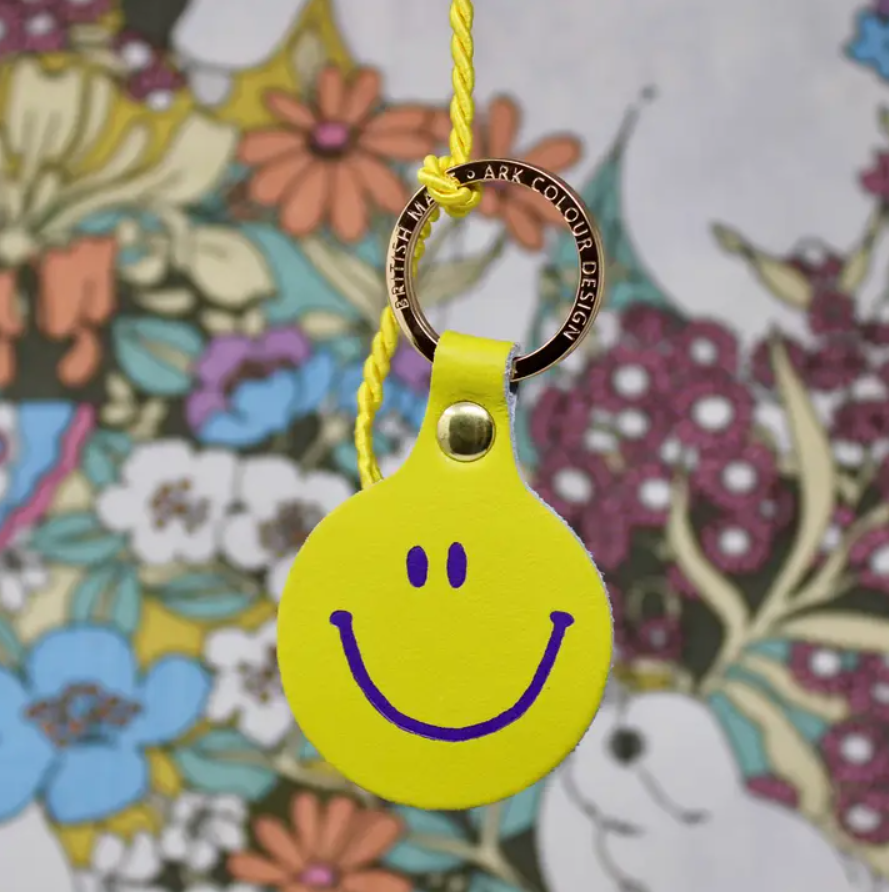 Smiley Face Key Fob in Acid Green