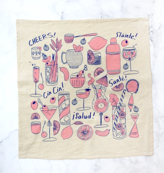 Cocktail Party Tea Towel - Pink Lemonade