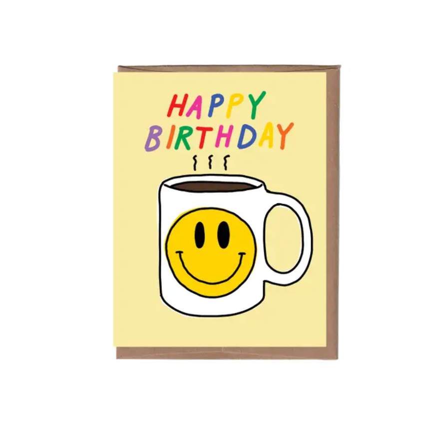 Scratch & Sniff Smiley Coffee Mug Birthday Card