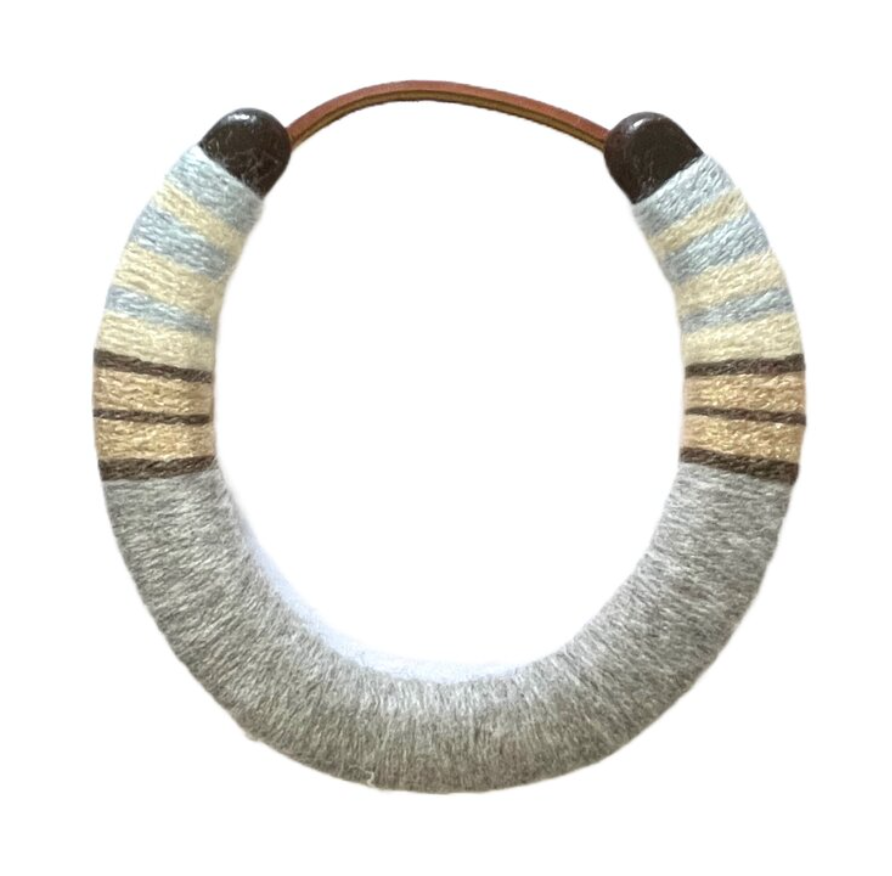 Yarn Wrapped Horseshoe - Neutral Blue