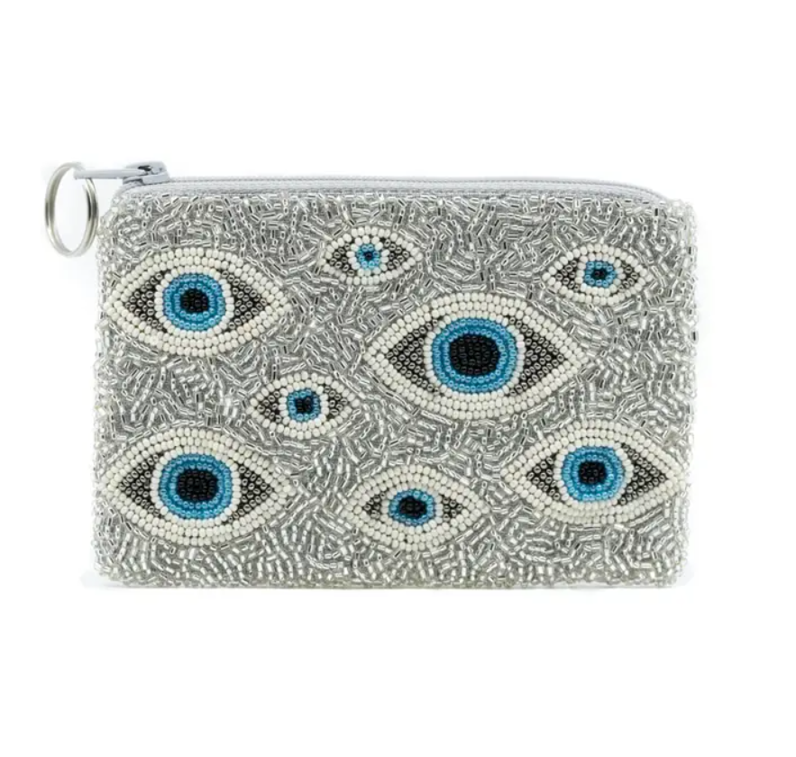 Many Evil Eyes Beaded Coin Purse