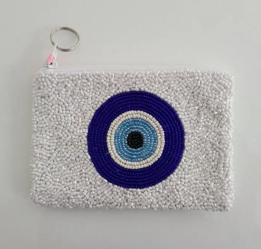 Round Evil Eye Beaded Coin Purse