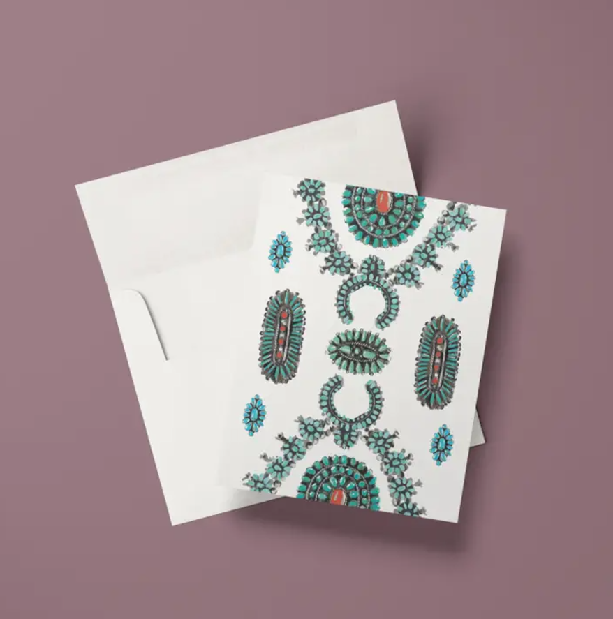 Turquoise Jewels Blank Card