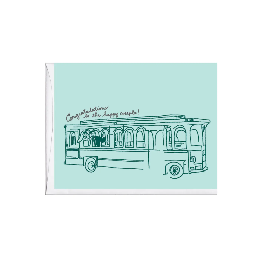 Trolley Couple Wedding Card