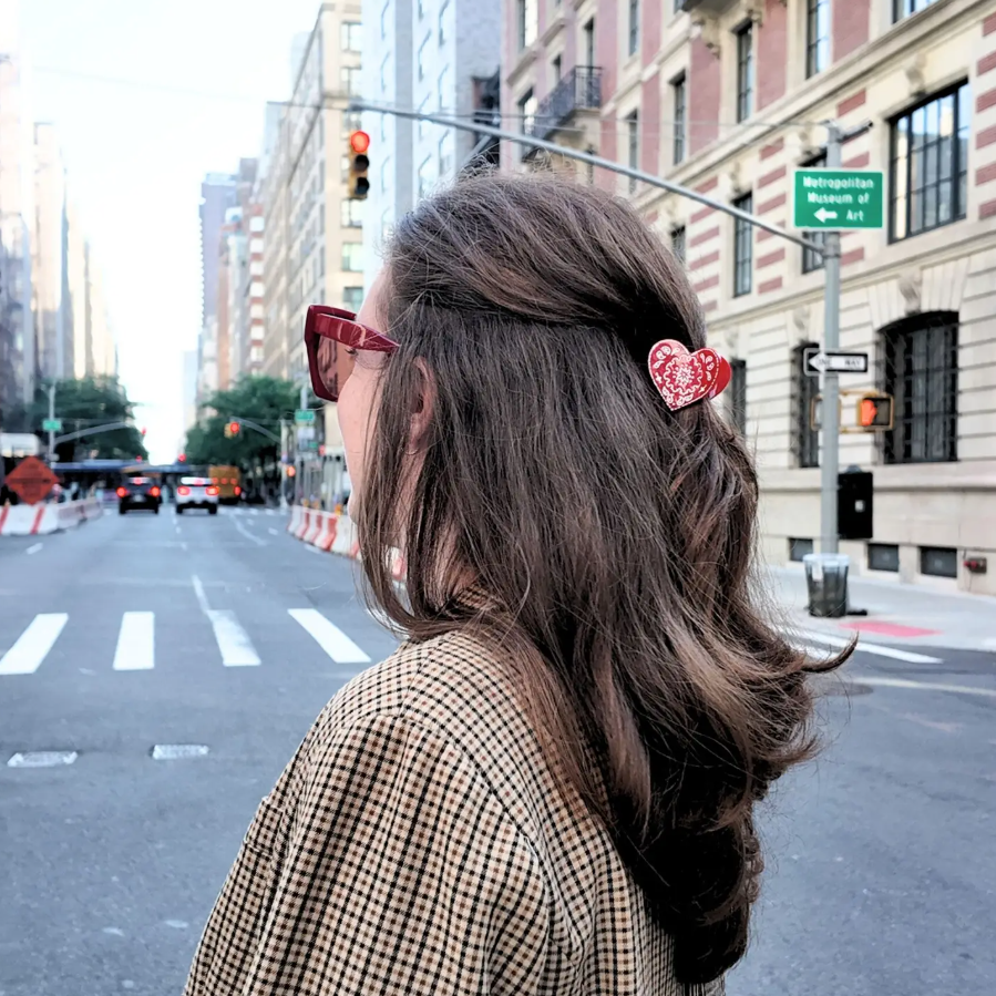 Mini Heart Hair Claw Clip in Red