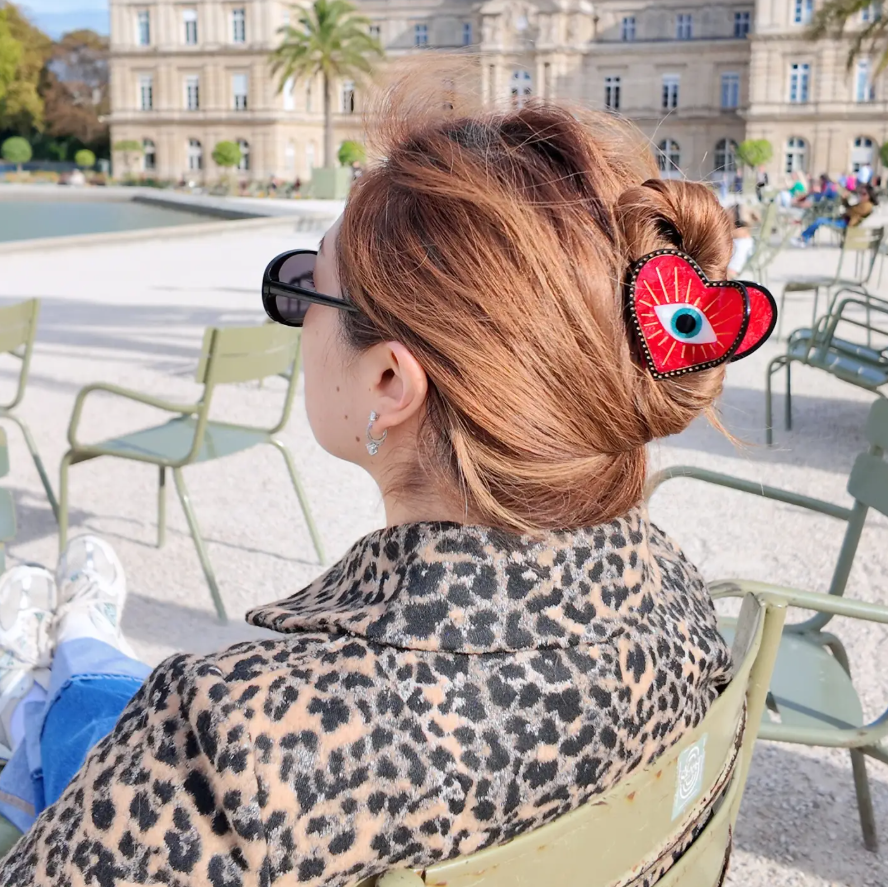 Lucky Eye Heart Hair Claw Clip